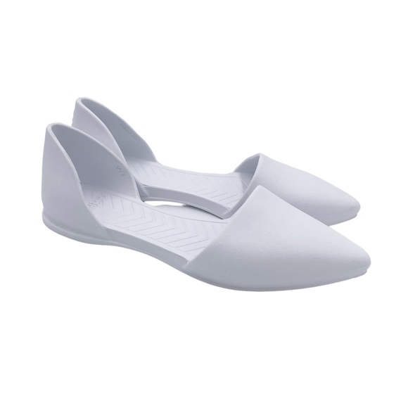 Native Shoes Audrey Slip On D'orsay Pointed Toe Rubber Flat Women's Size 8 White